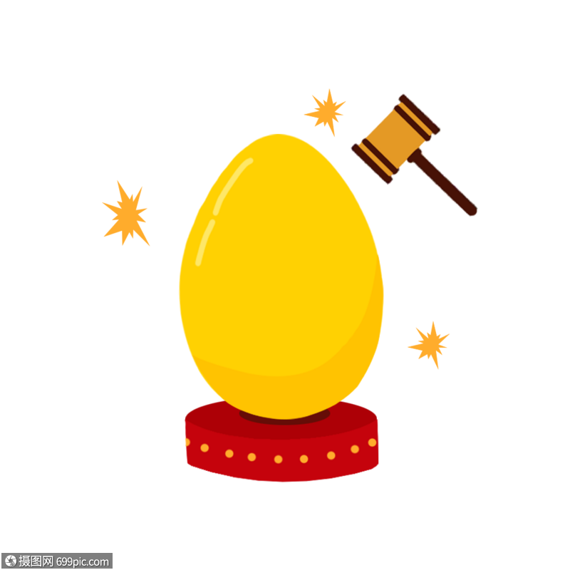 创意手绘小锤砸金蛋