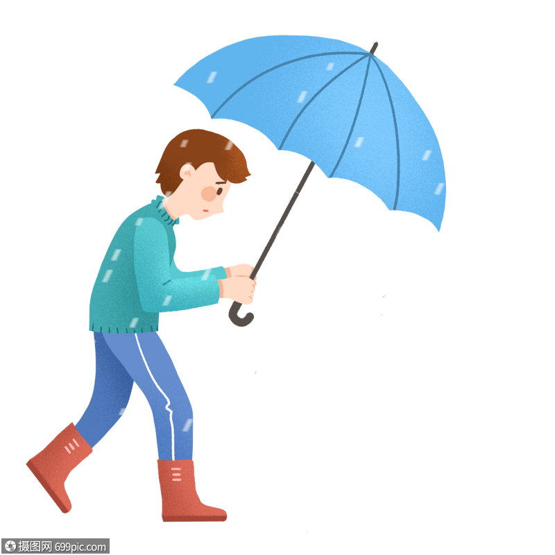 雨天撑着伞行走的男士