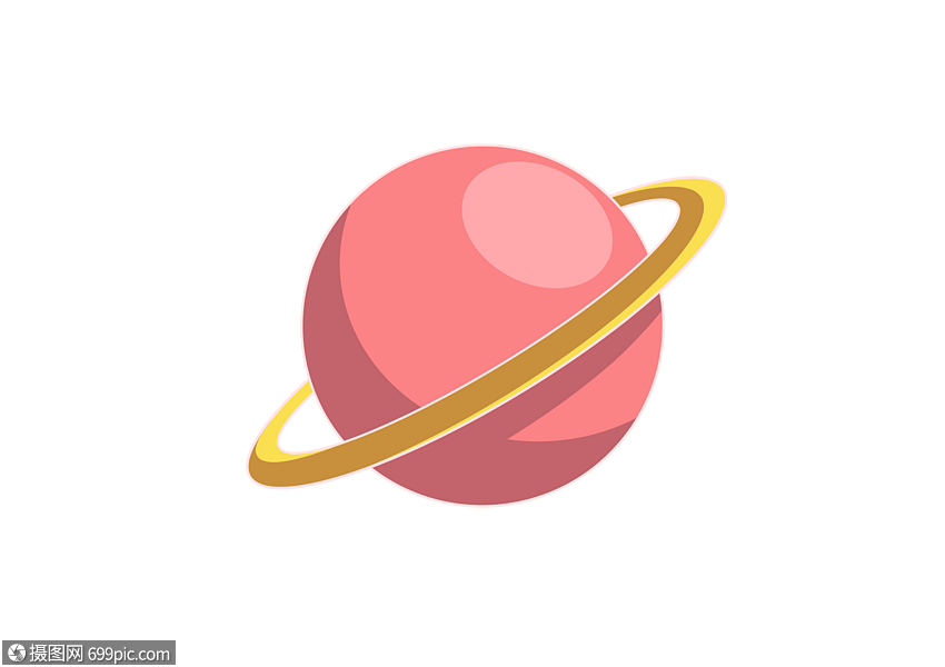 原创高清手绘卡通元素小清新航天航空粉红圆形小星球