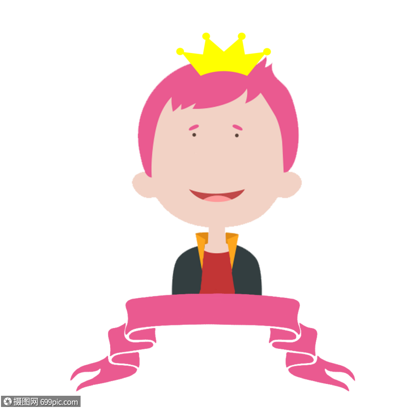 手绘戴皇冠的个性男孩卡通手绘水彩