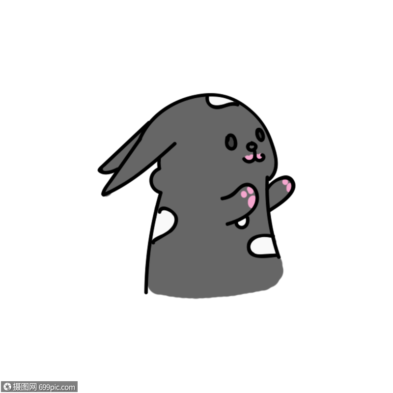 浪漫情人节可爱灰色兔子卡通手绘创意设计