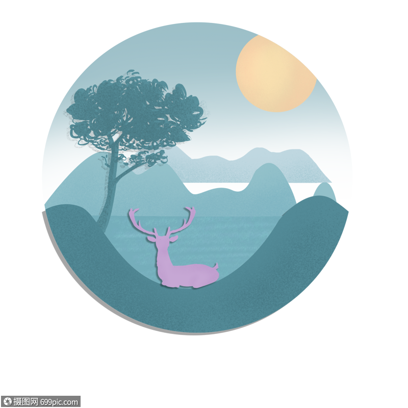 纸雕风格风景山水远山