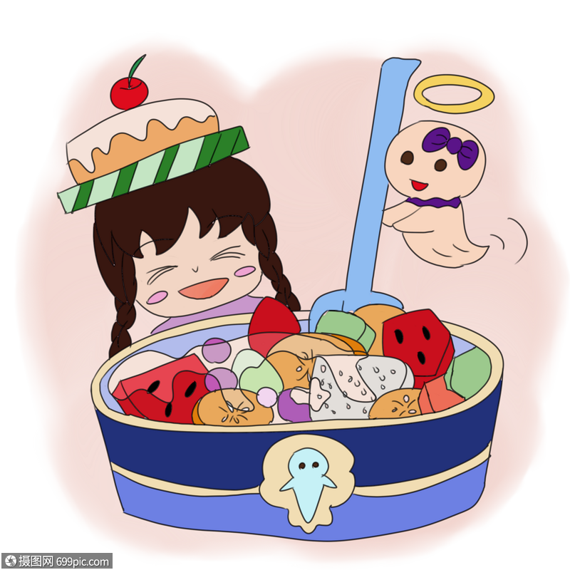 免抠元素 手绘/卡通元素 欢乐水果捞拼盘.psd
