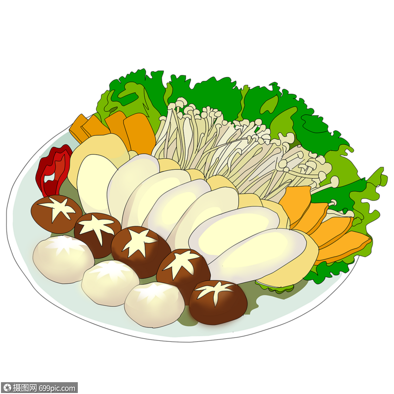 免抠元素 手绘/卡通元素 火锅配菜.psd