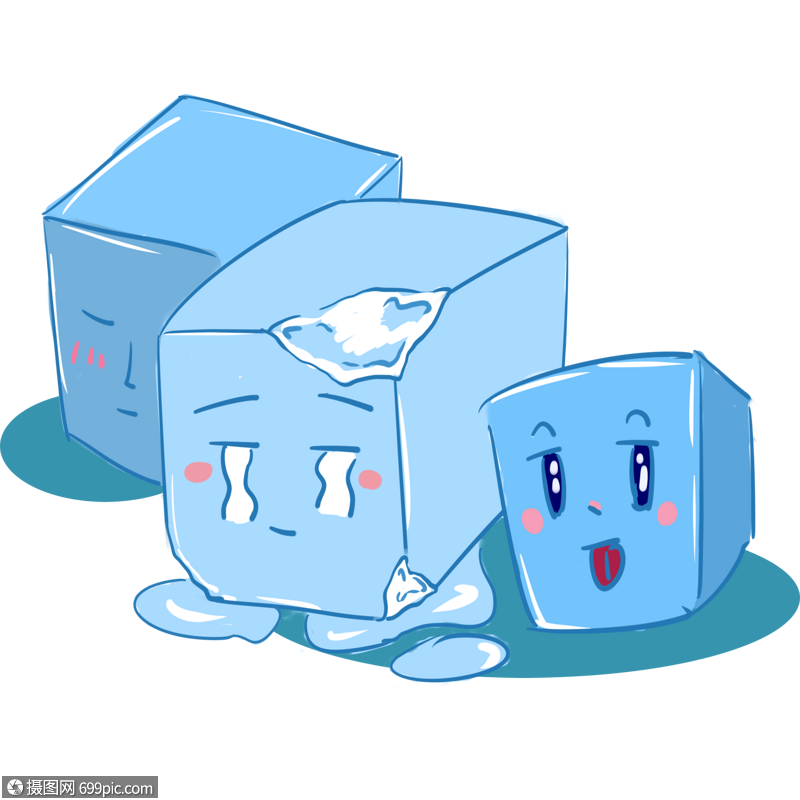 手绘/卡通元素 可爱蓝色冰块.psd