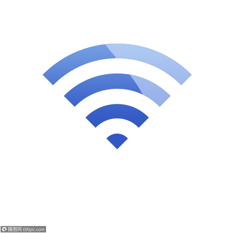 卡通手绘创意蓝色信号图标水彩wifi