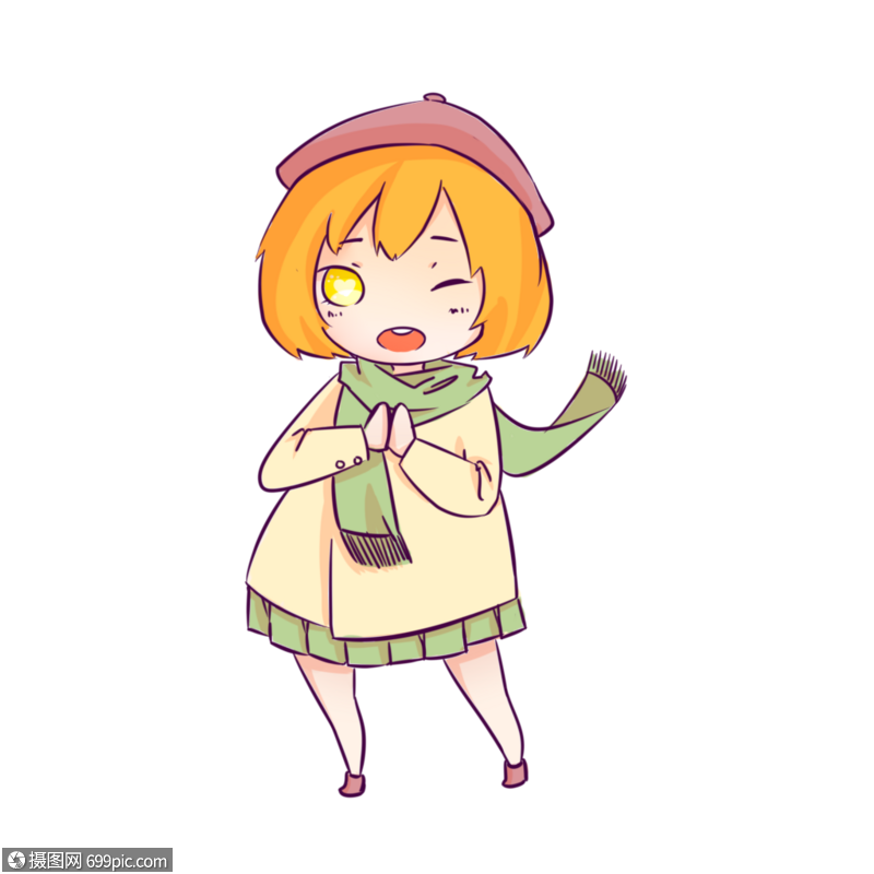围巾女孩q版萌高清图片素材