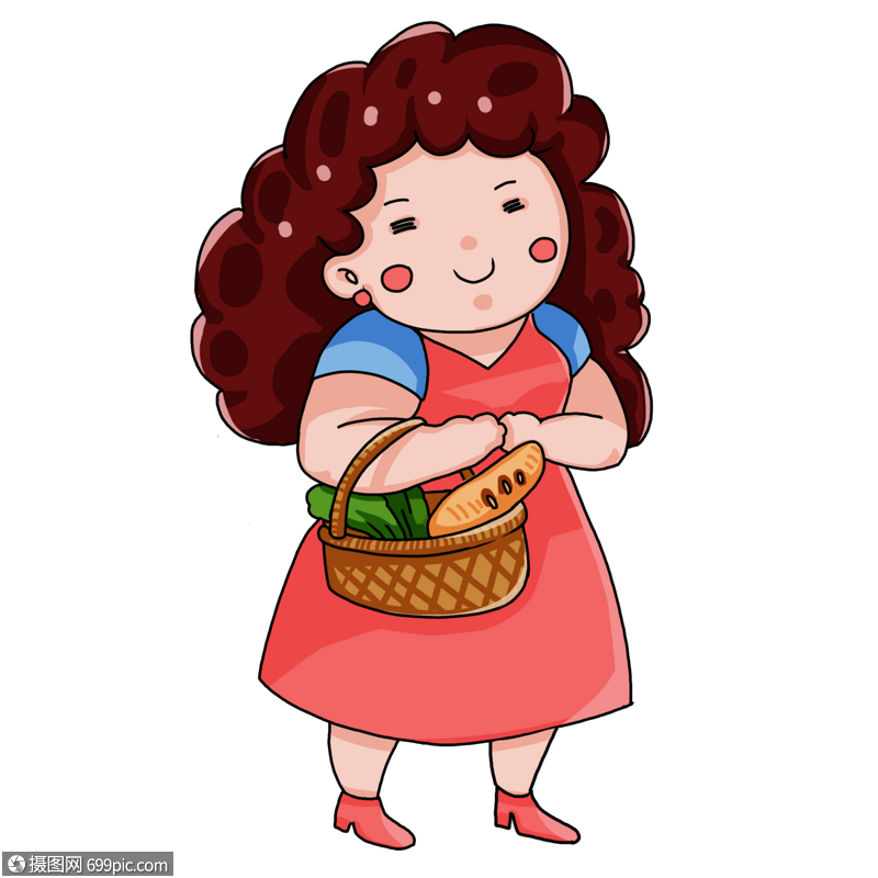 免抠元素 手绘/卡通元素 购物大妈.psd
