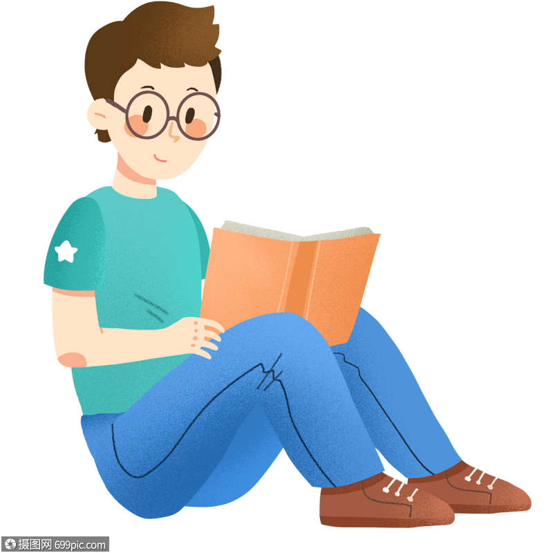 坐着读书的男生