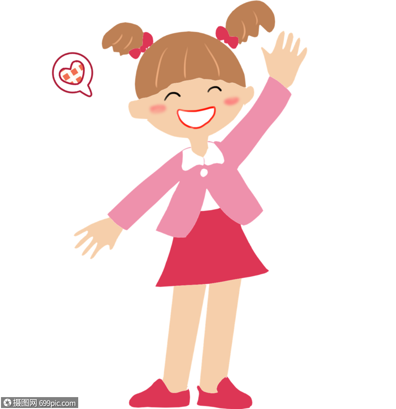 小女孩开心手绘高清图片素材