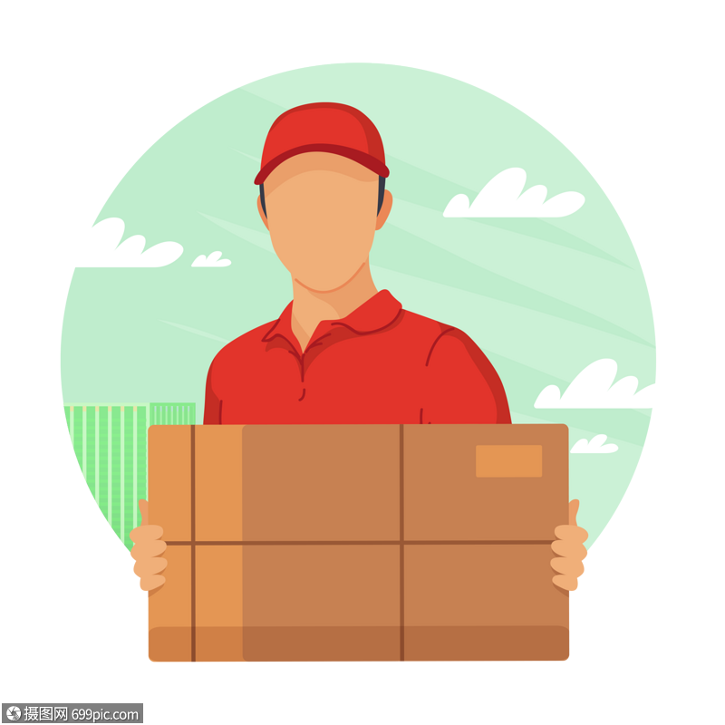 快递小哥物流卡通图片