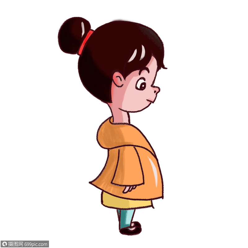 手绘/卡通元素 侧立的女孩.psd