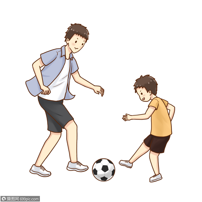 父子踢足球运动亲子运动