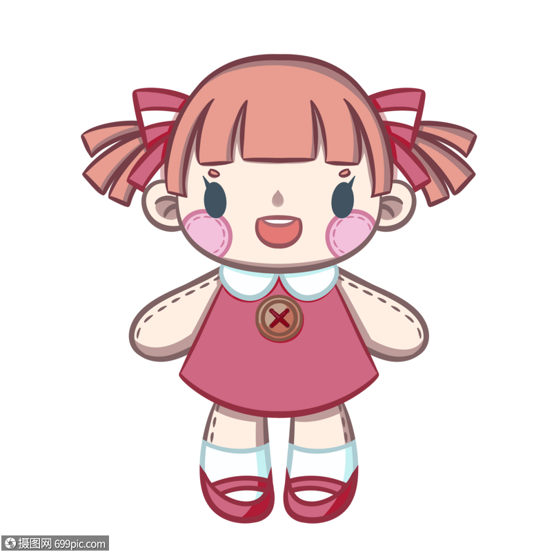 布娃娃手绘萌高清图片素材