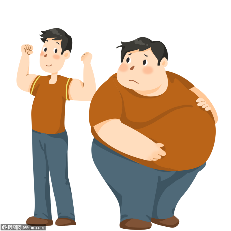 身材肥胖对比的男人节食素材