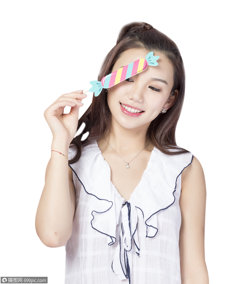 拿着可爱道具的青年女性素材真人