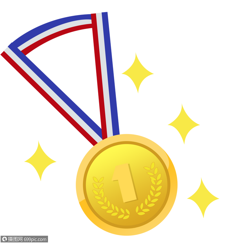 闪闪发光的金牌领奖卡通