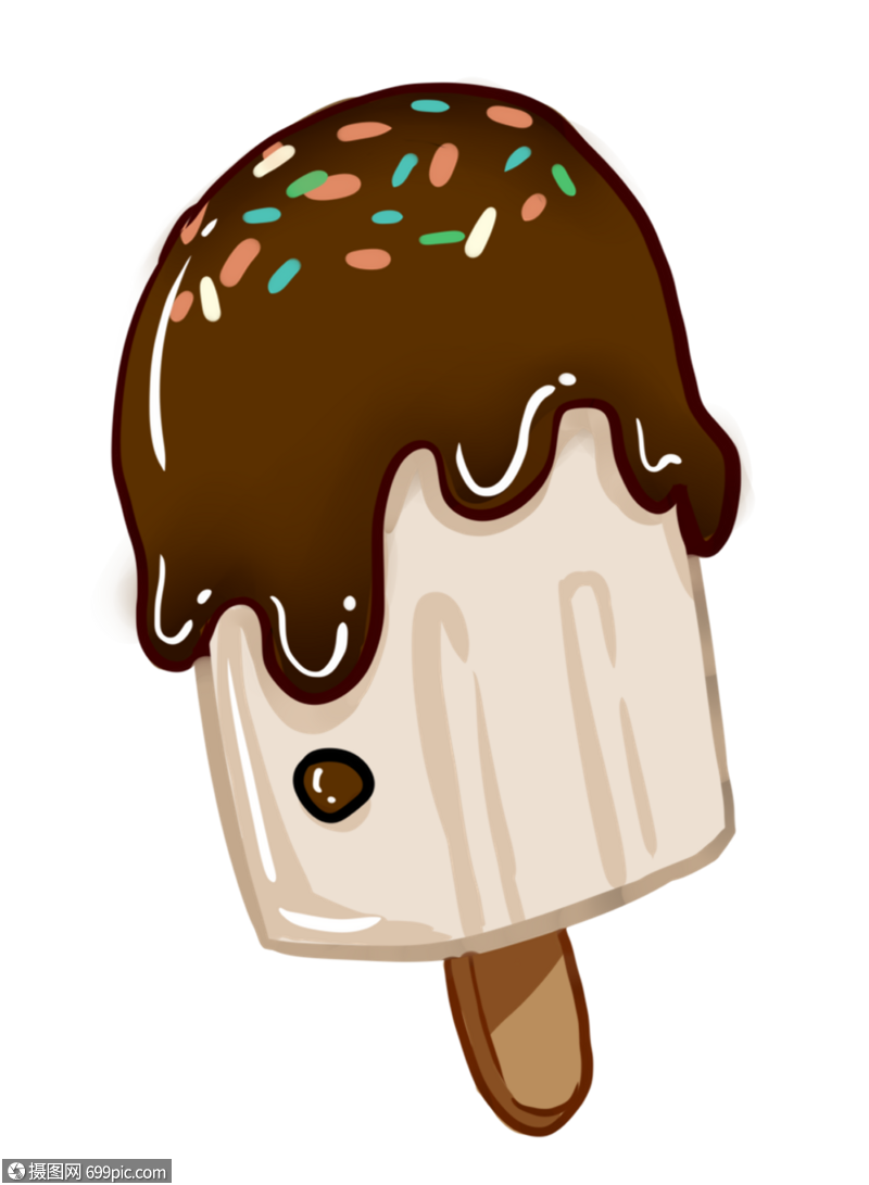 手绘创意巧克力味雪糕冰淇淋可爱卡通食物零食冰棍夏天