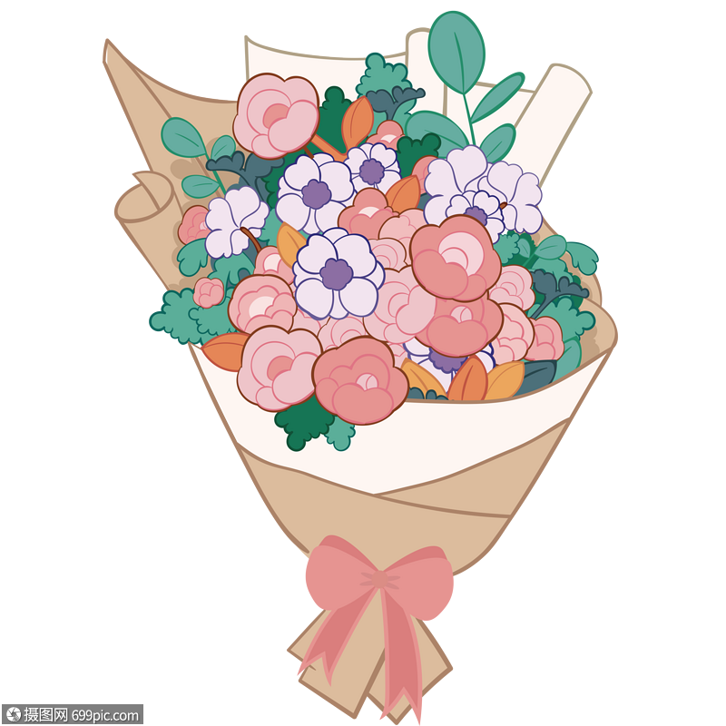 卡通可爱鲜花花束节日礼物