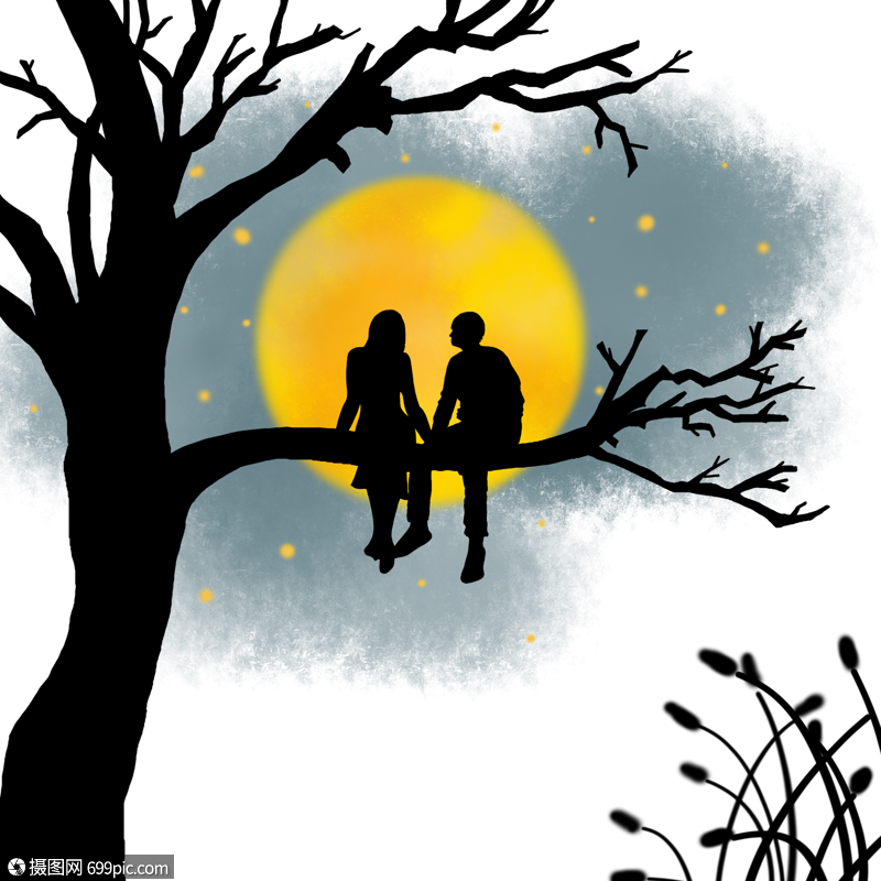 夜晚情侣剪影