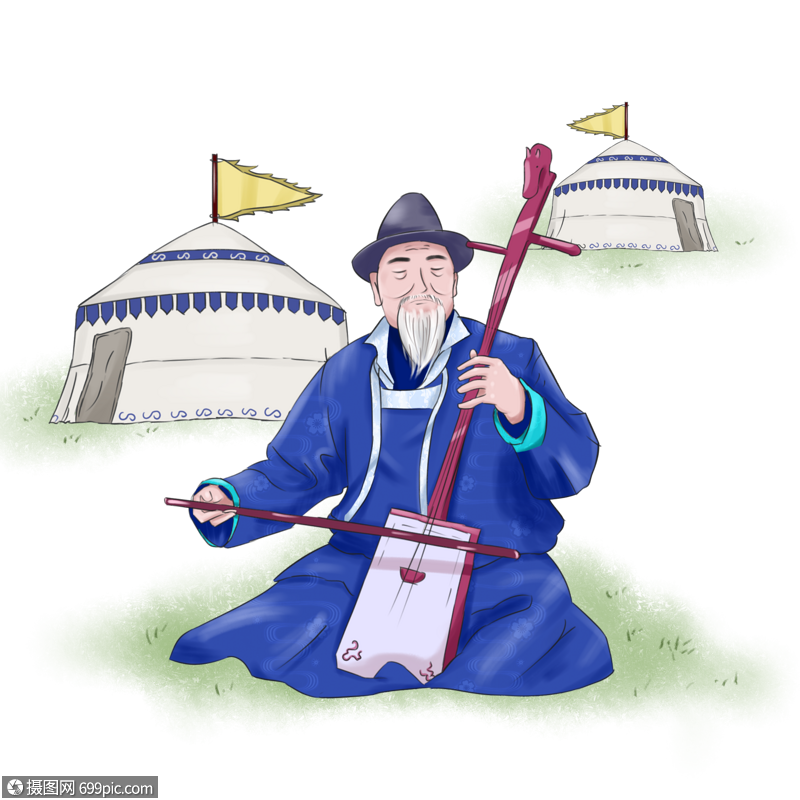蒙古族简笔画马头琴图片