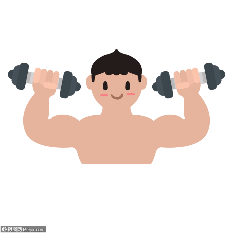 卡通肌肉男举哑铃插图