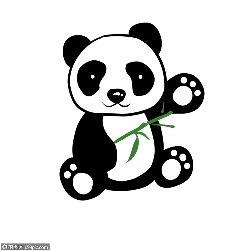 卡通可爱熊猫插图黑色动物