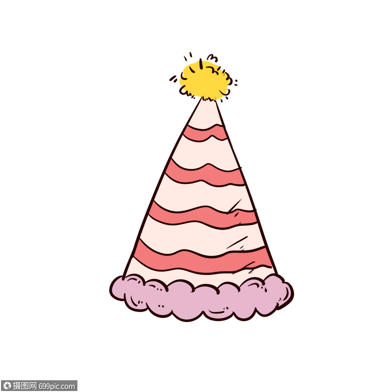 摄图网>免抠元素>手绘/卡通元素>粉色生日帽.psd>