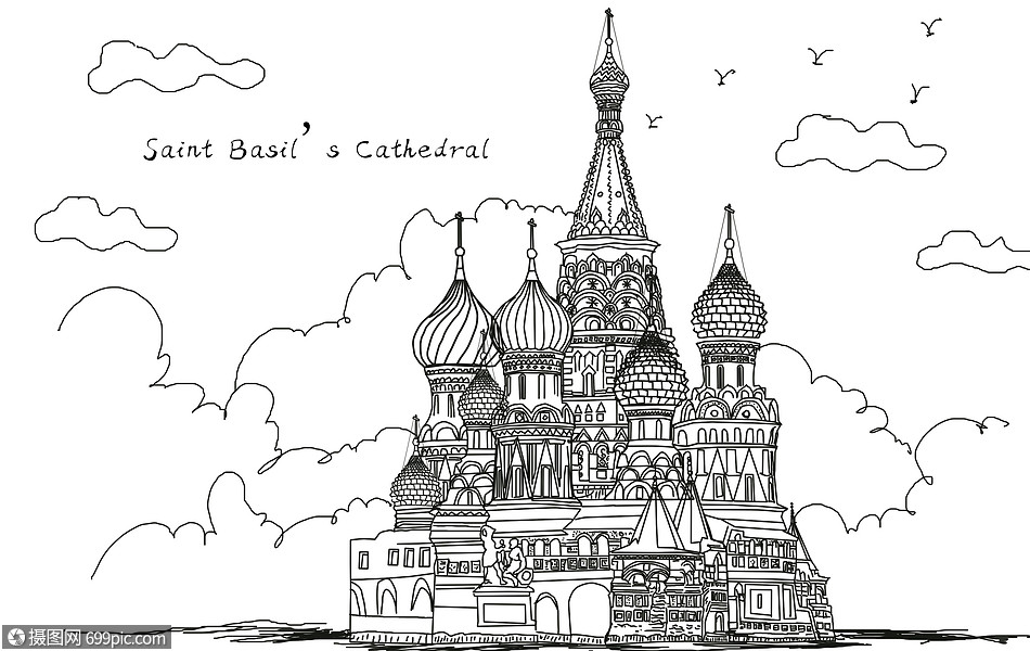 俄罗斯城堡 线描画图片