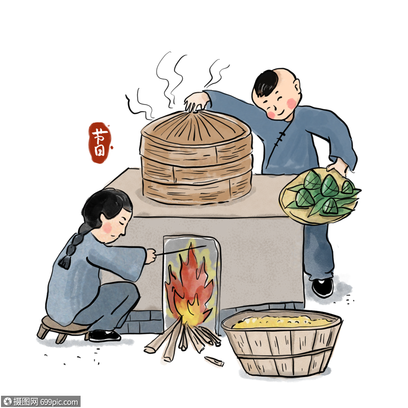 端午节包粽子蒸粽子