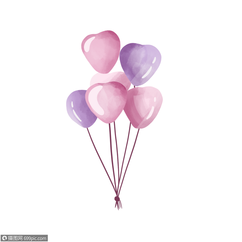 卡通六个气球插图创意装饰