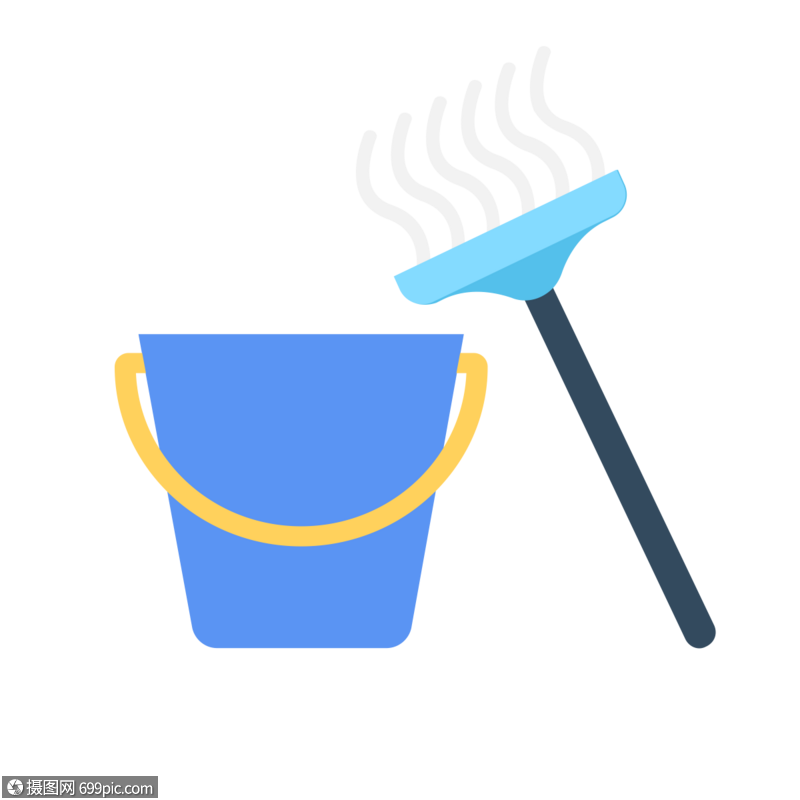 清洁工具拖把图标免抠矢量插画素材