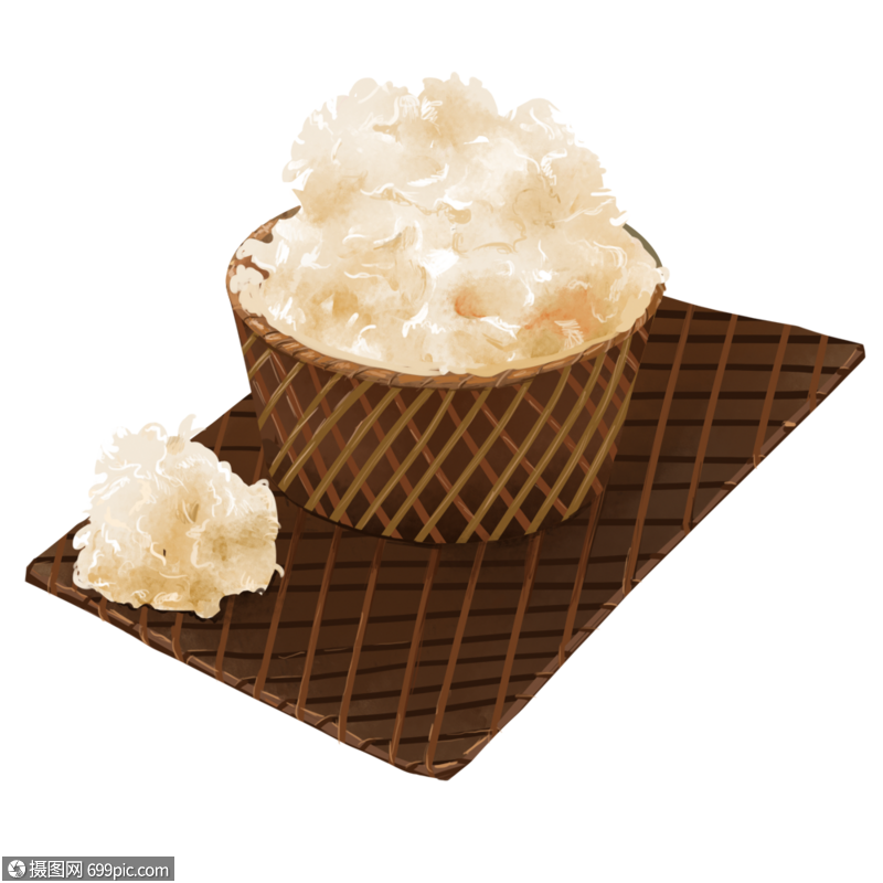 免抠元素 手绘/卡通元素 美食火锅搭档银耳.psd