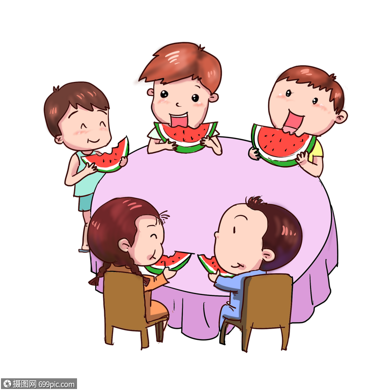 围坐吃瓜幼儿园食物