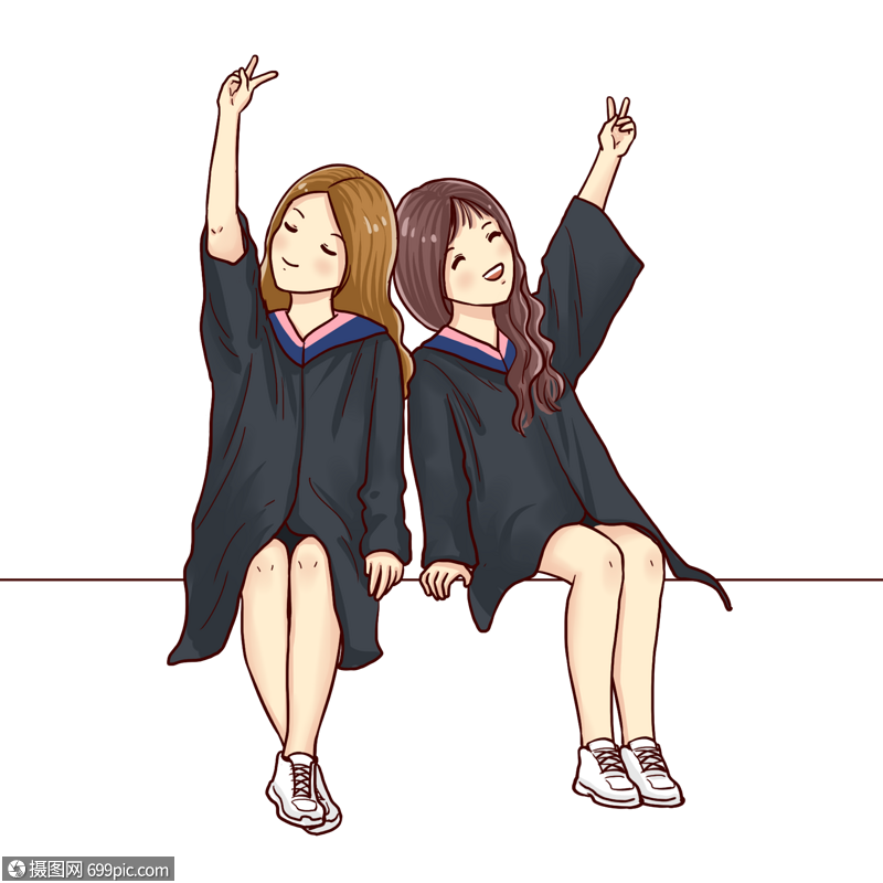 毕业照合照女孩高清图片素材