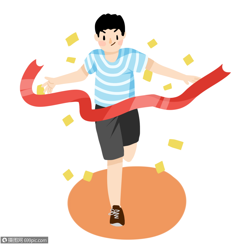 卡通条纹衫男孩冲刺插图