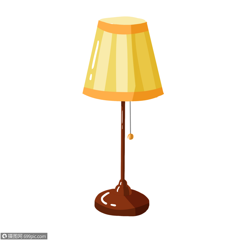 卡通黄色台灯插图
