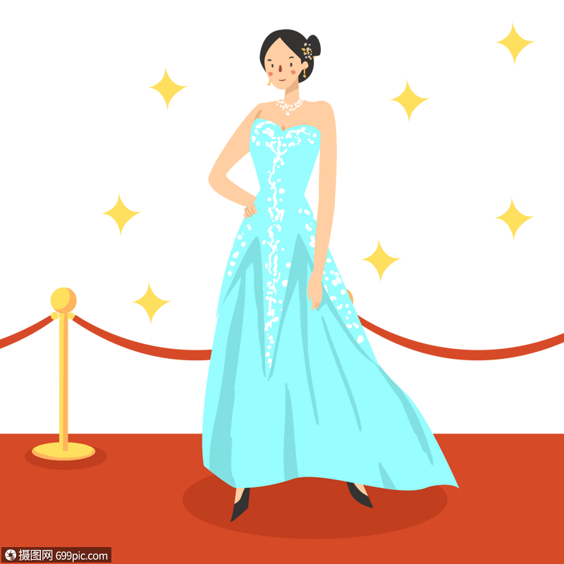 免抠元素 手绘/卡通元素 走红毯的明星.psd