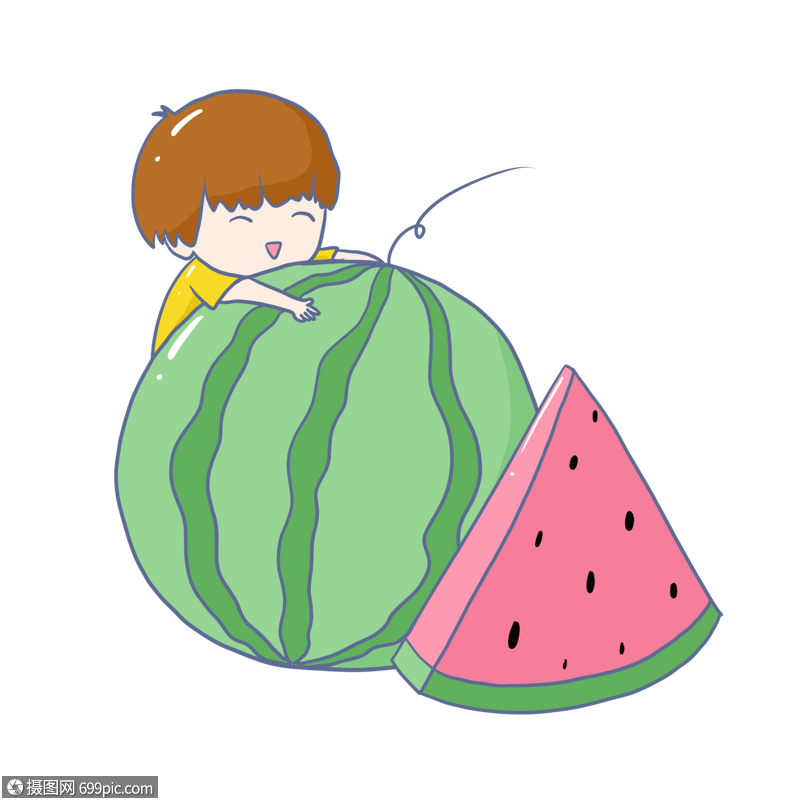 吃西瓜的男孩