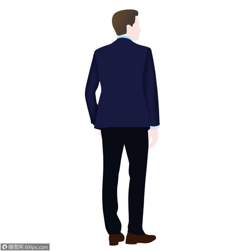 扁平男性背影西服扁平风