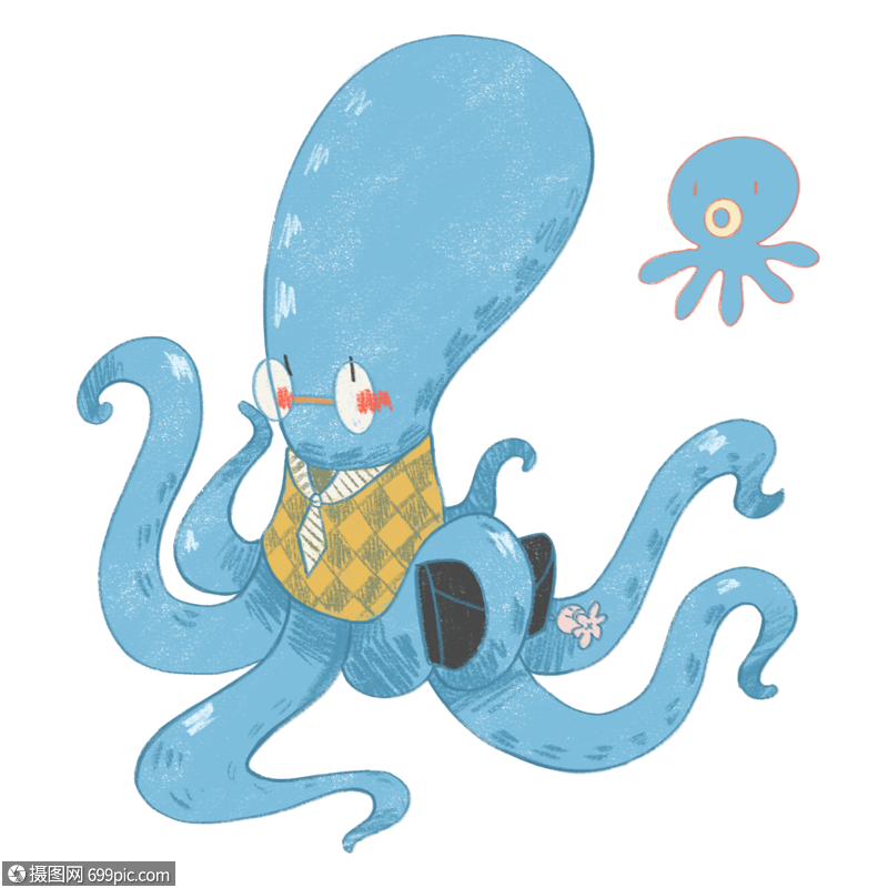 章鱼眼镜拟人高清图片素材