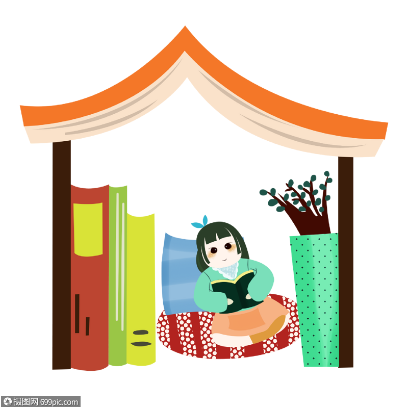读书日书屋里学习的女孩