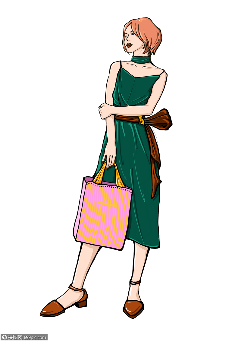 卡通少女每日穿搭素材