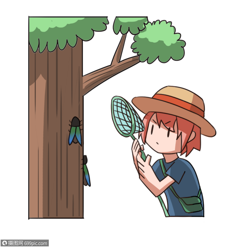 免抠元素 手绘/卡通元素 虫子 抓虫子.psd