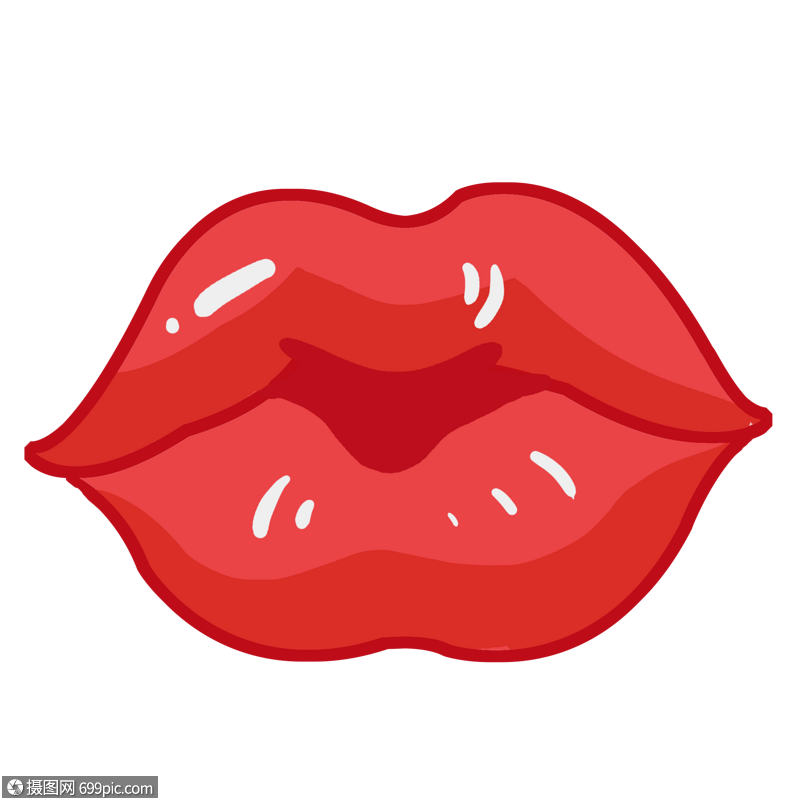 大红唇吻香吻高清图片素材