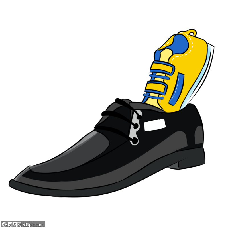 父亲节大鞋和小鞋蓝色卡通