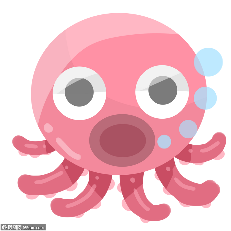 可爱的吐泡泡章鱼手绘触手