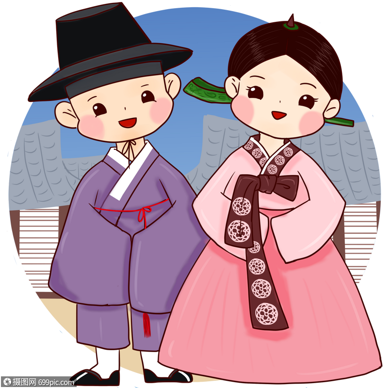 朝鲜族服饰男卡通图片