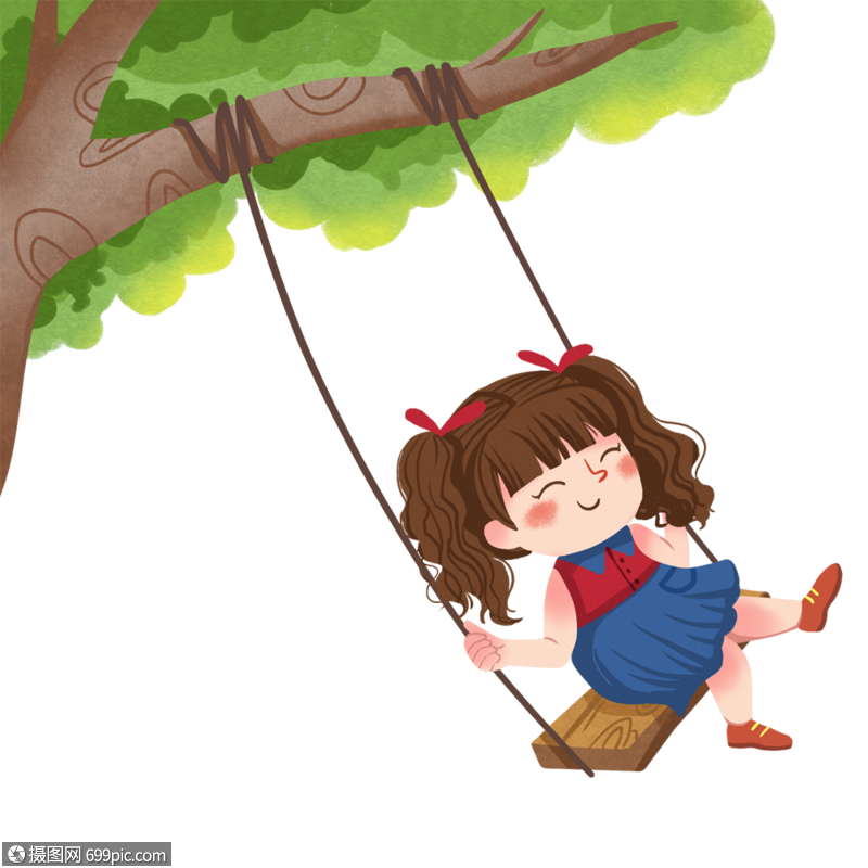 荡秋千的女孩手绘女孩女孩图片