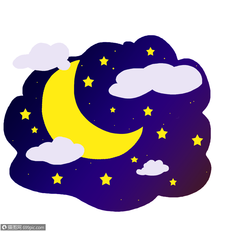 晚安夜空月亮星星图片